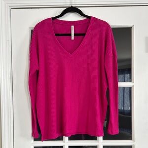 Aritzia The Group Babaton ribbed bright pink sweater size 1